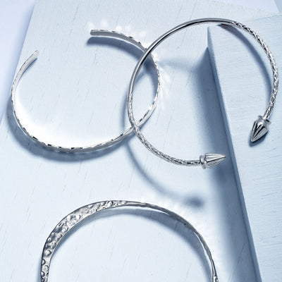 Western Jewelry Stackable Bangle Bracelet, Sterling Silver, Indian Style Tips