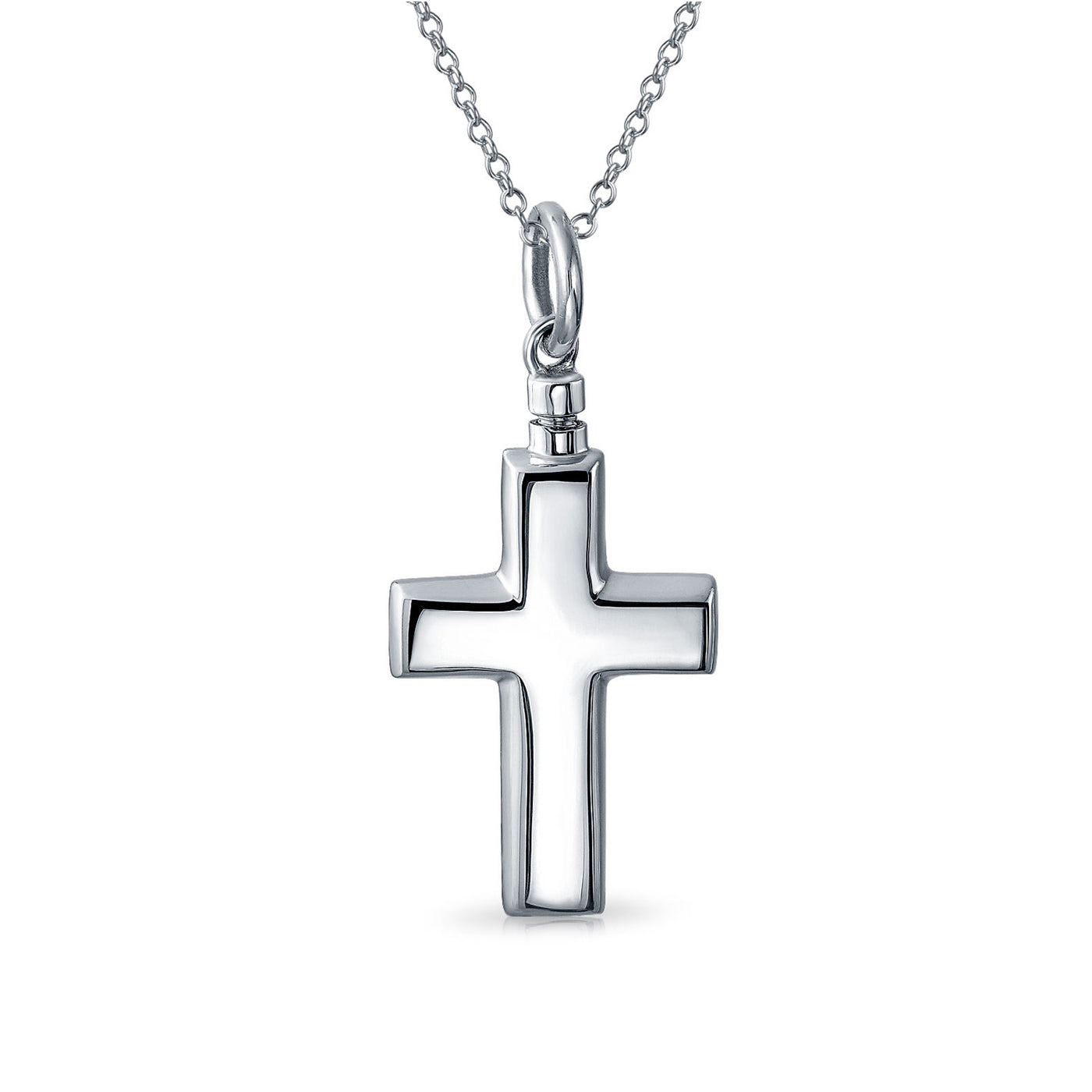 Large Cross Locket Necklace for Memorial Cremation Urn Holder Sterling Silver - Bling Jewelry