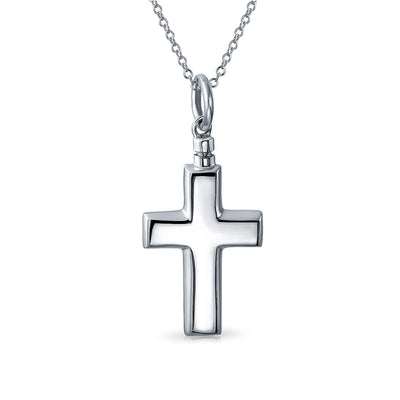 Large Cross Locket Necklace for Memorial Cremation Urn Holder Sterling Silver - Bling Jewelry