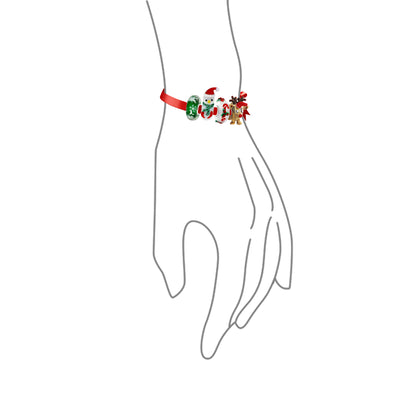 Murano Glass Christmas Charm Bead with Stocking Snowflake and Reindeer