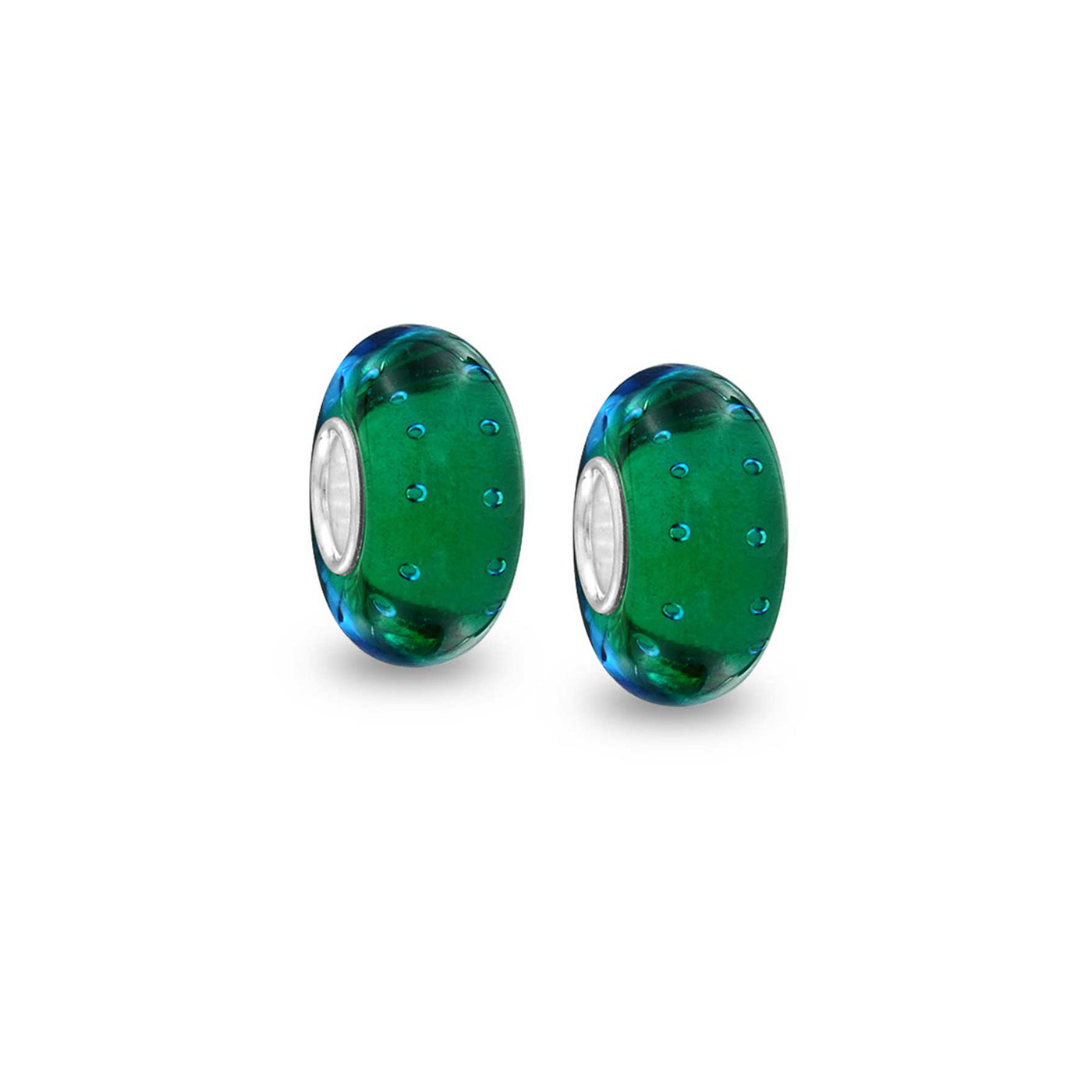 Green Bubble Murano Glass Charm Bead Sterling Silver Fits European Bracelet