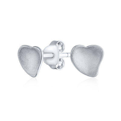 Minimalist Heart Stud Earrings Curved Shiny .925 Sterling Silver
