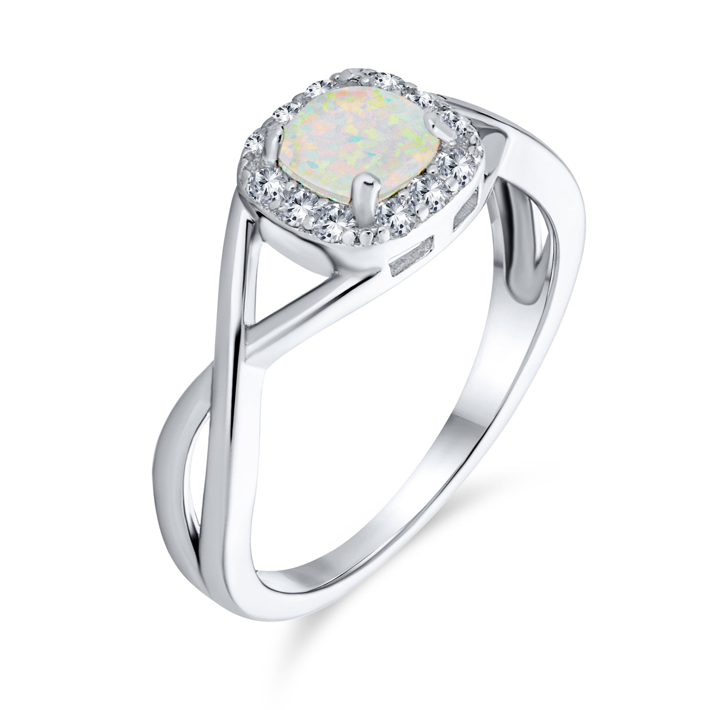Halo 1CT Square Solitaire White Opal Engagement Ring Infinity Band