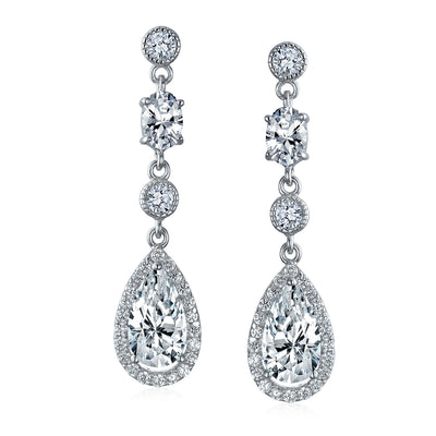 Linear Cubic Zirconia and Gold Wholesale Wedding or Prom Dangle Earrings -  Mariell Bridal Jewelry & Wedding Accessories