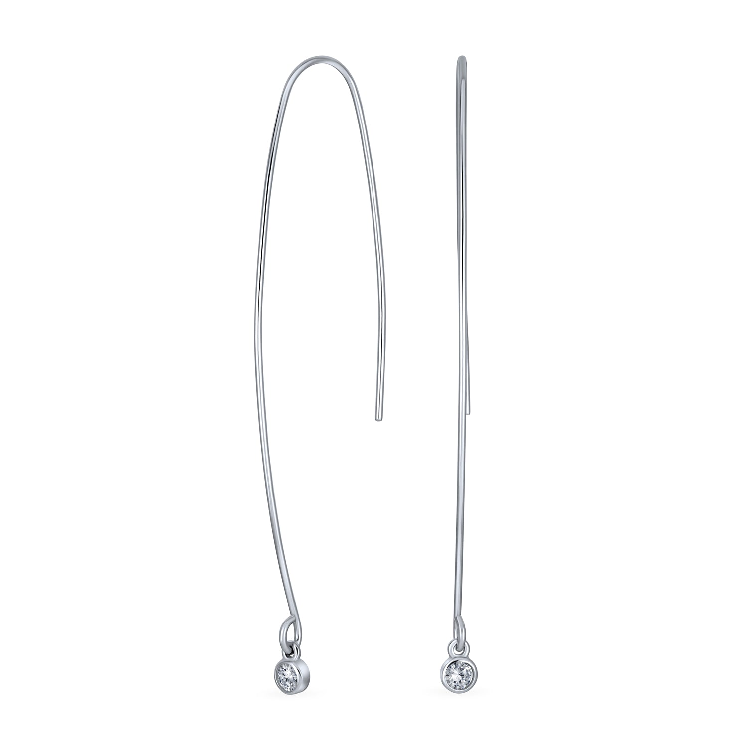 Minimalist Dangle Chandelier Earrings with Cubic Zirconia in Sterling ...