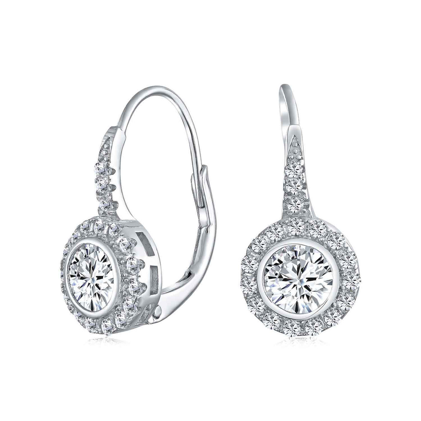 Bridal Prom CZ Rose Flower Bracelet & Rosette Drop Earrings Jewelry Set