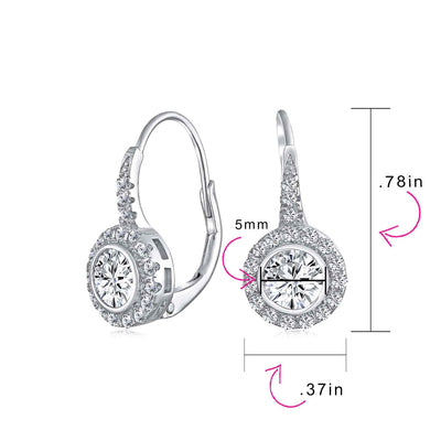 Deco Style Prom Round Disc Circlet Drop Earrings .925 Sterling Silver