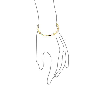 Alternating Jewel Tone Love Infinity Bracelet 18K Gold Plated 7.5 Inch