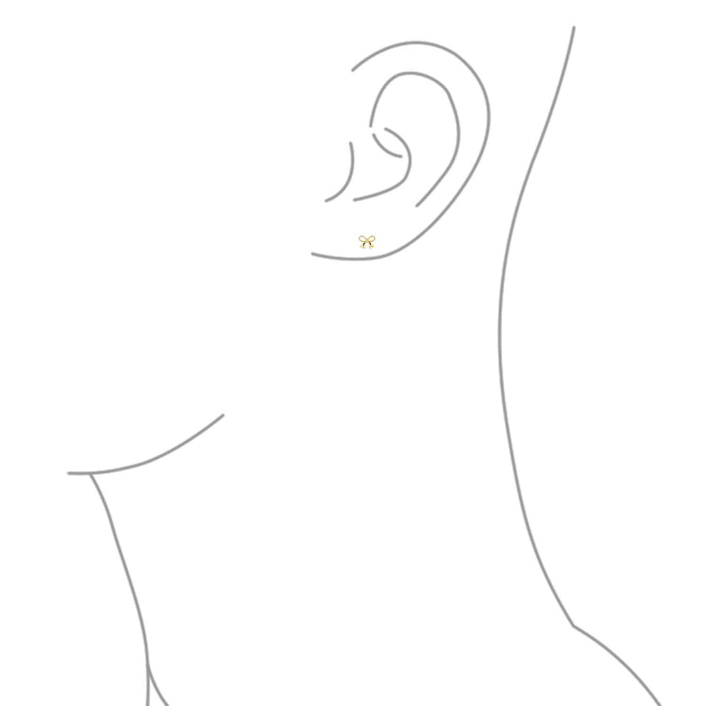 Tiny Birthday Ribbon14K Gold Bow Stud Cartilage Ear Lobe Earring
