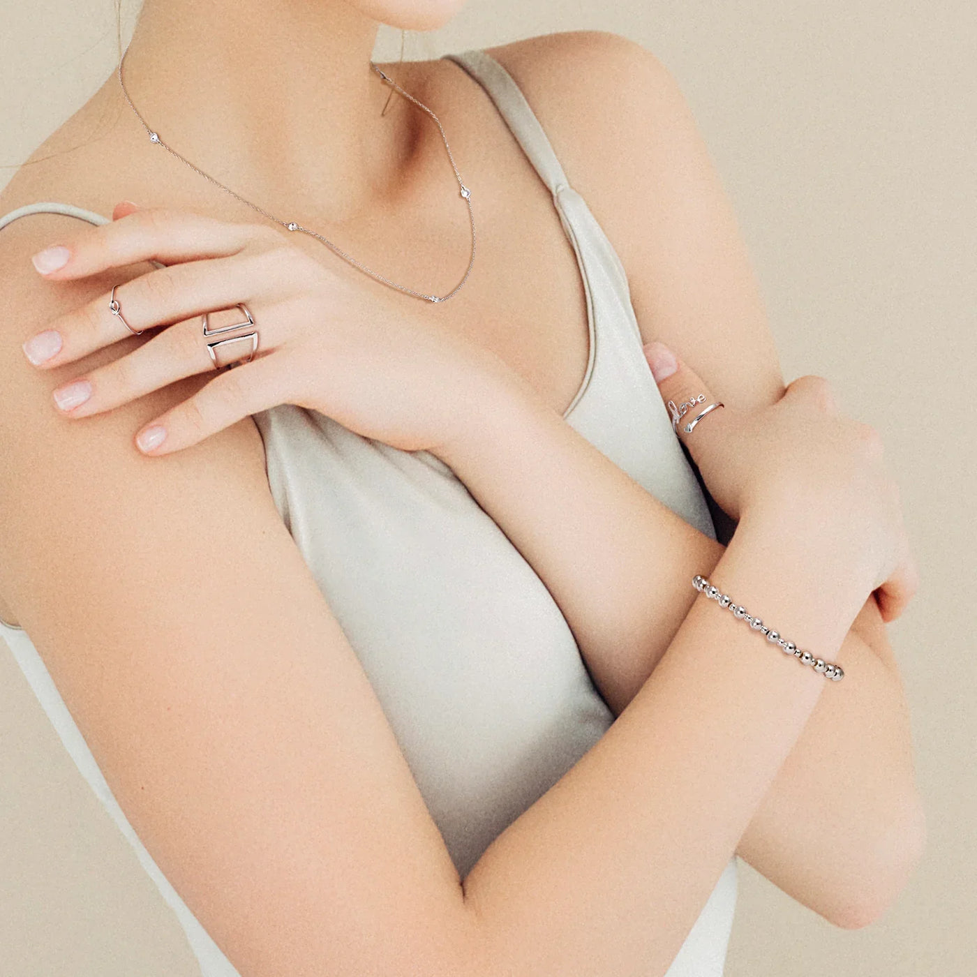 Modern Classic Polished 3-5MM Ball Bead Stretch Bracelet in Sterling Silver - Bling Jewelry