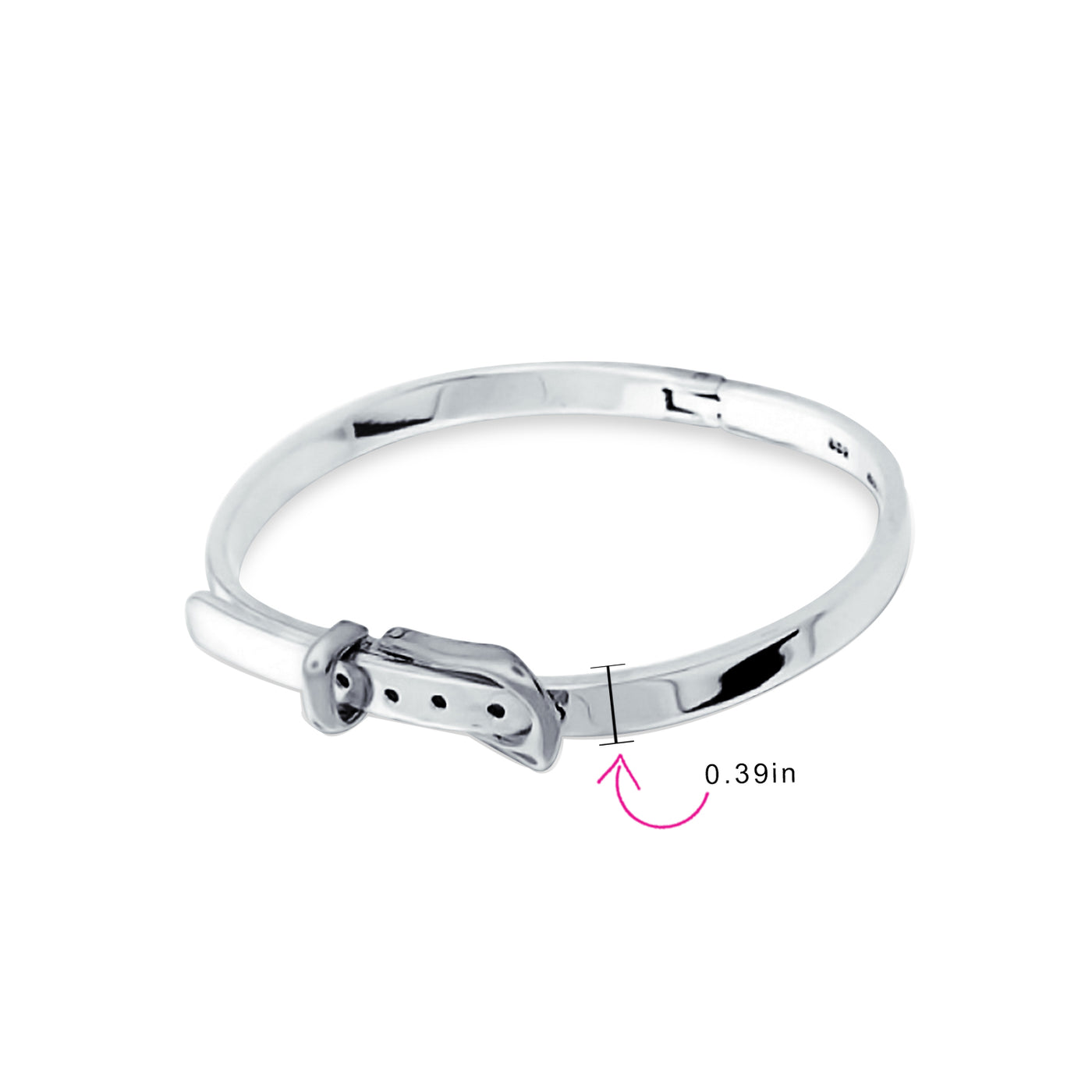 Belt Buckle Bangle Bracelet For Women High Shinny .925 Sterling Silver