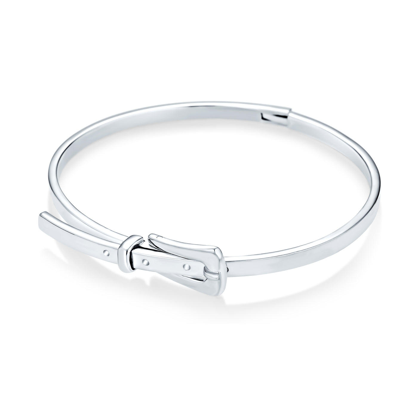 Belt Buckle Bangle Bracelet For Women High Shinny .925 Sterling Silver