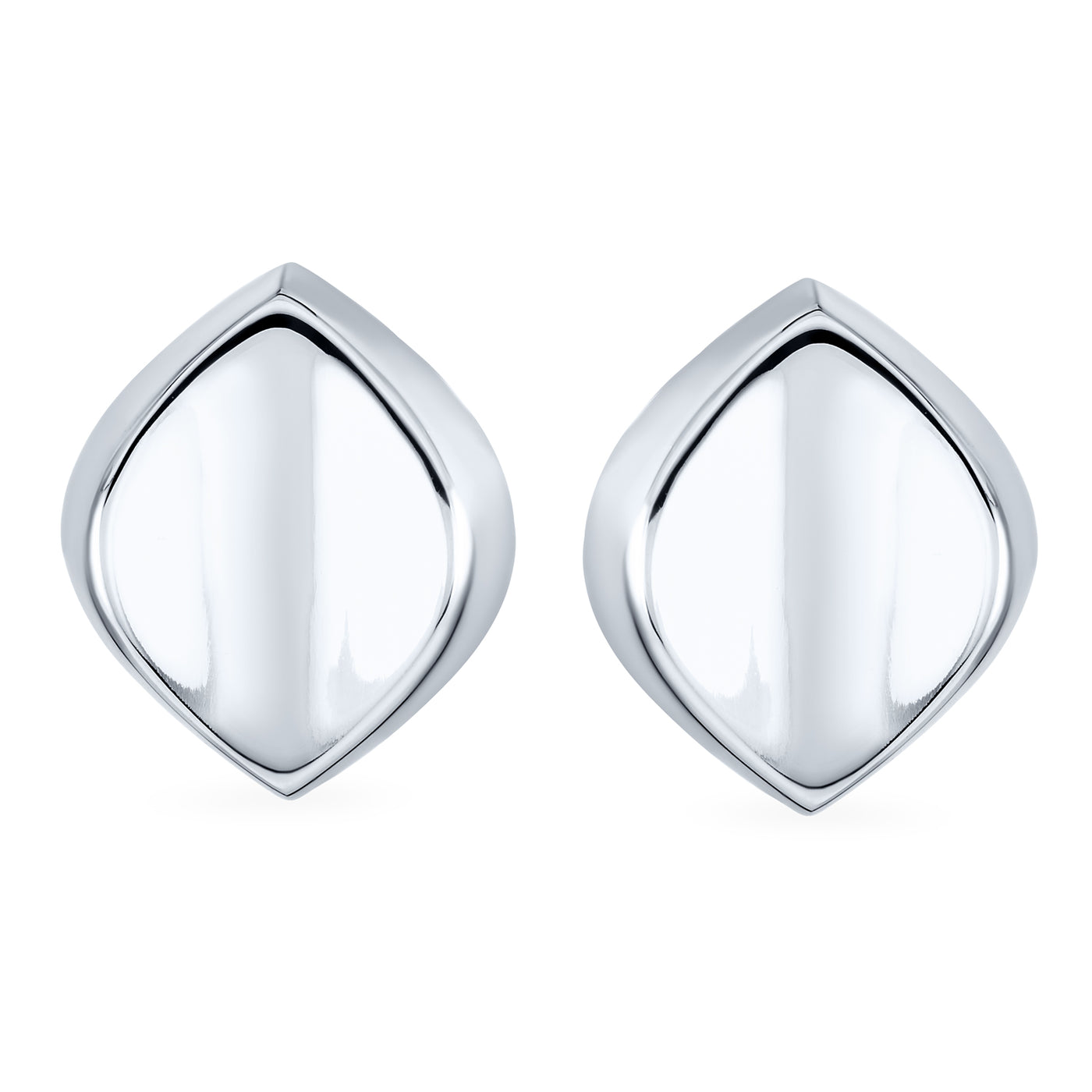 Oval Concave Clip On Earrings Ears Sterling Silver Alloy Clip