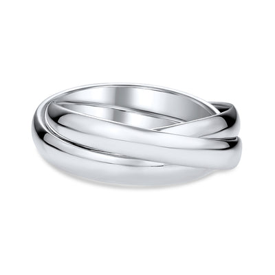 Russian Trio Rolling Wedding Band Ring .925Sterling Silver
