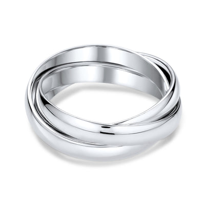 Russian Trio Rolling Wedding Band Ring .925Sterling Silver