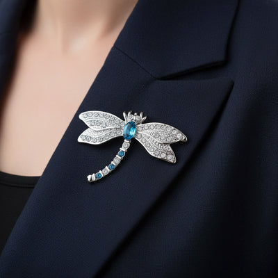 Dragonfly Firefly Brooche Pin Blue CZ Sapphire Insect
