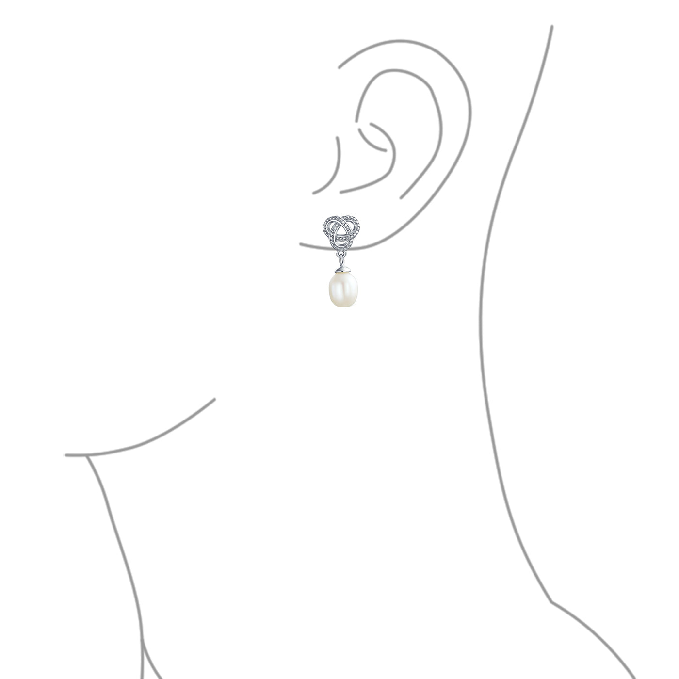 Bridal White Teardrop Freshwater Cultured Pearl Dangle Earrings Sterling