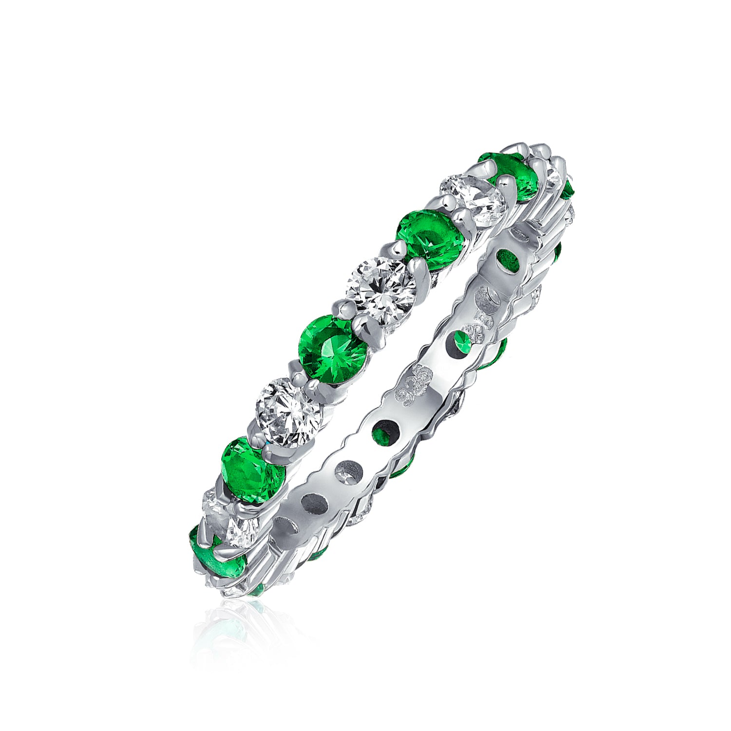 Alternating CZ Eternity Ring .925 Sterling Silver Birthstone Colors ...