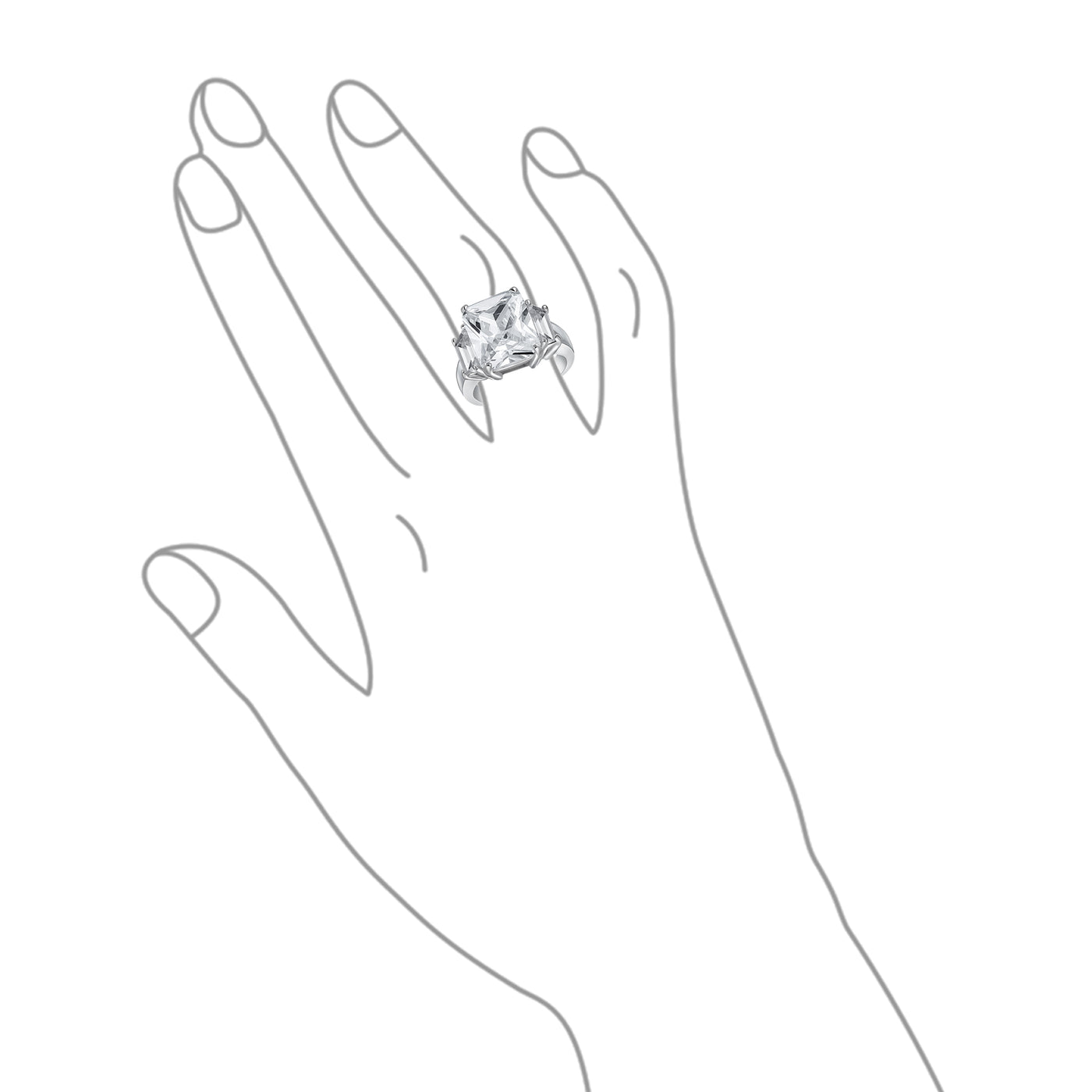 Art Deco 8CTW CZ Rectangle Statement Engagement Ring