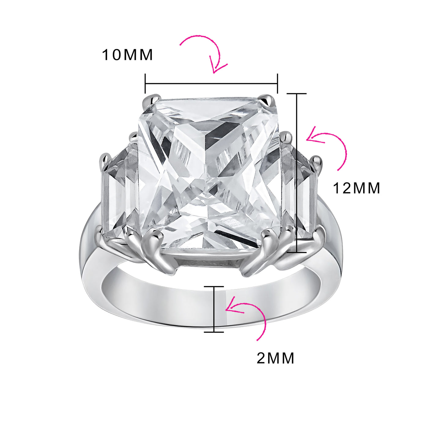 Art Deco 8CTW CZ Rectangle Statement Engagement Ring