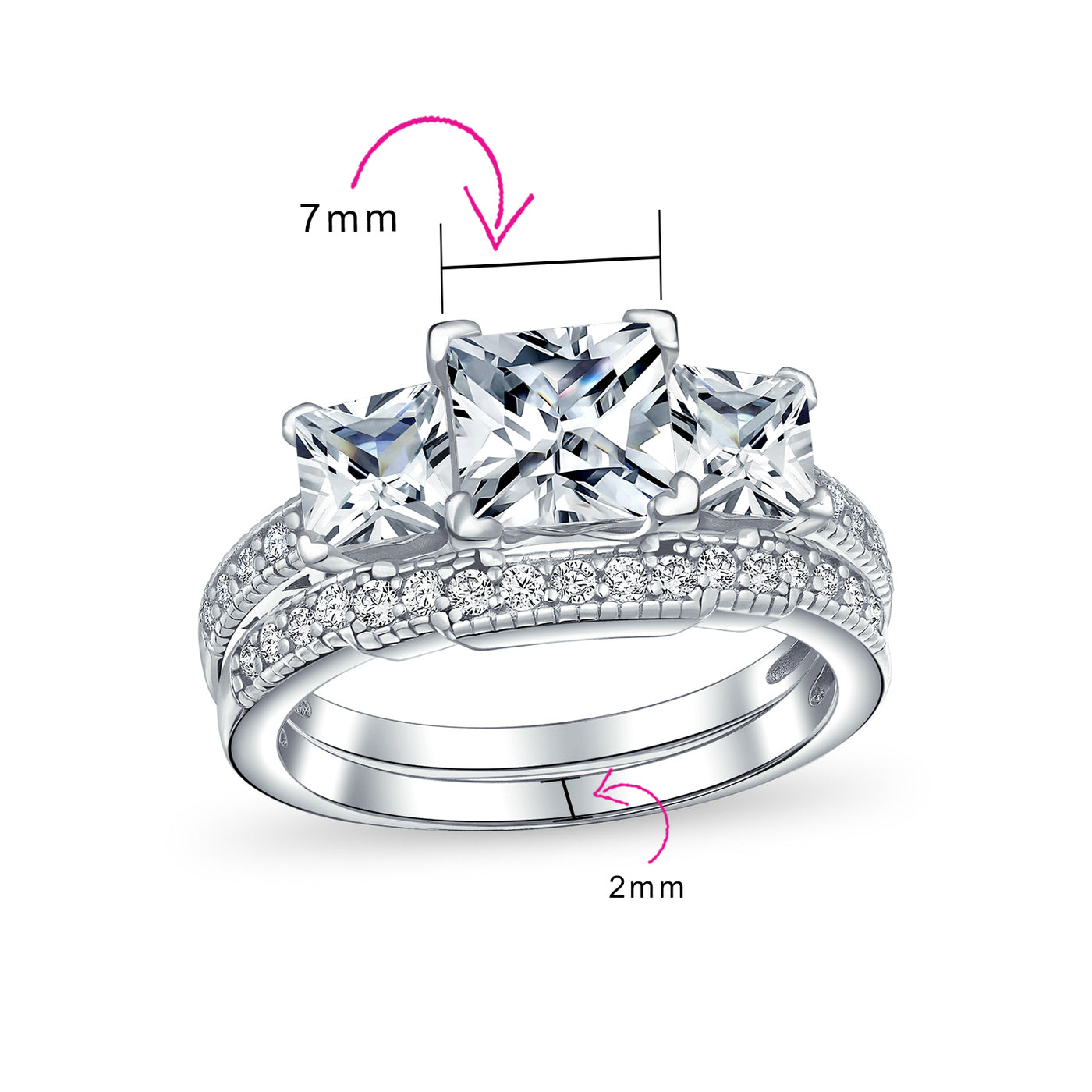 Art Deco 3CT Square Princess Cut Cocktail Statement Ring