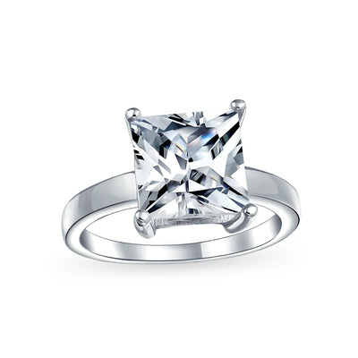 3CT Princess Cut AAA CZ Solitaire Engagement Ring .925 Sterling Silver