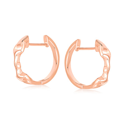 Horseshoe Pendant Necklace & Snaffle Bit Hoop Earrings Set Rose Gold Plated