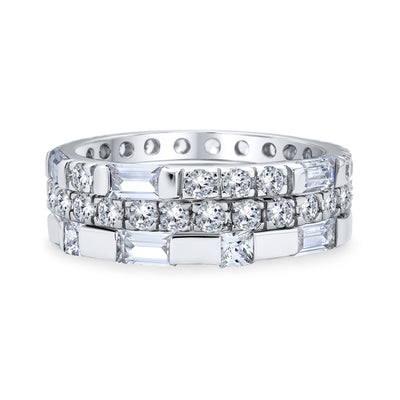 CZ 925 Sterling Silver Eternity Rings & Stackable Bands Stack Rings ...