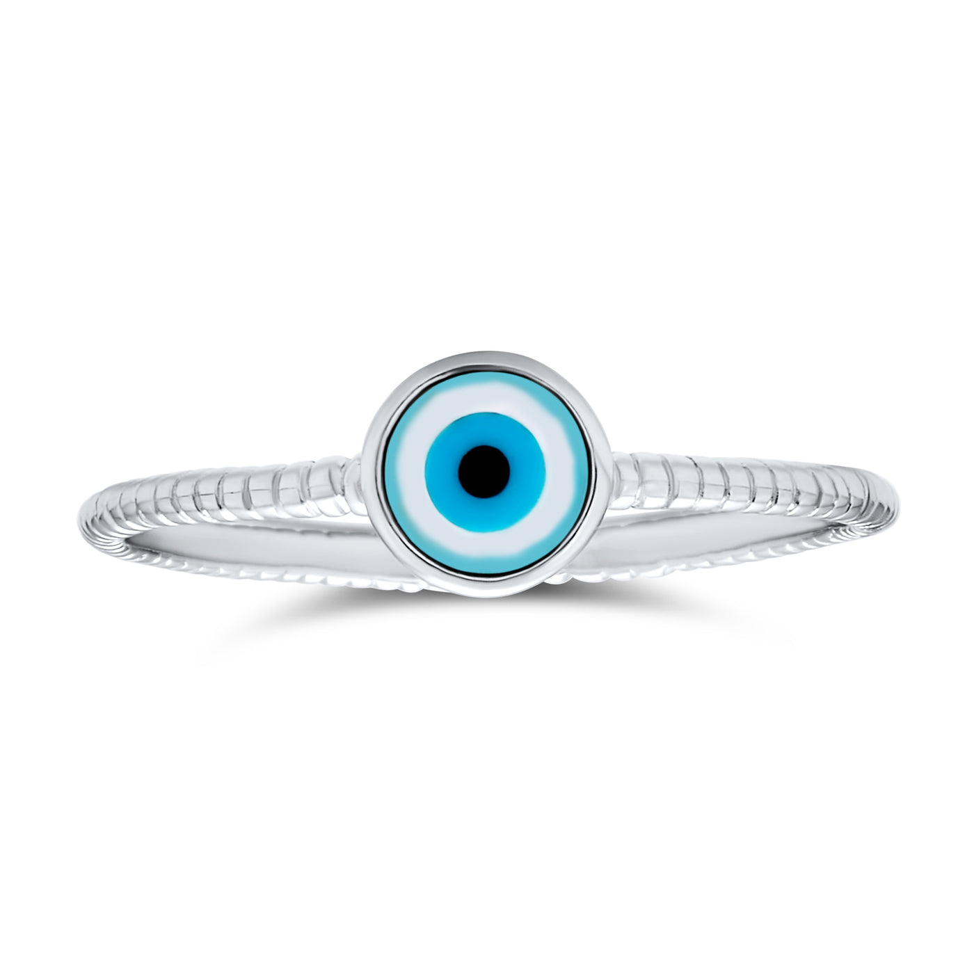 .925 Sterling Silver Midi Knuckle 1MM Band Stackable Evil Eye Ring
