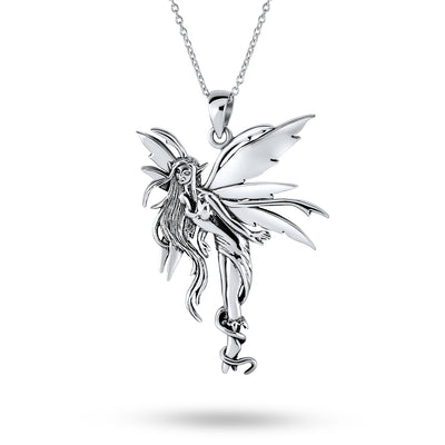 Firefly Fairies Necklace & Guardian Angel Earrings Jewelry Set Sterling Silver