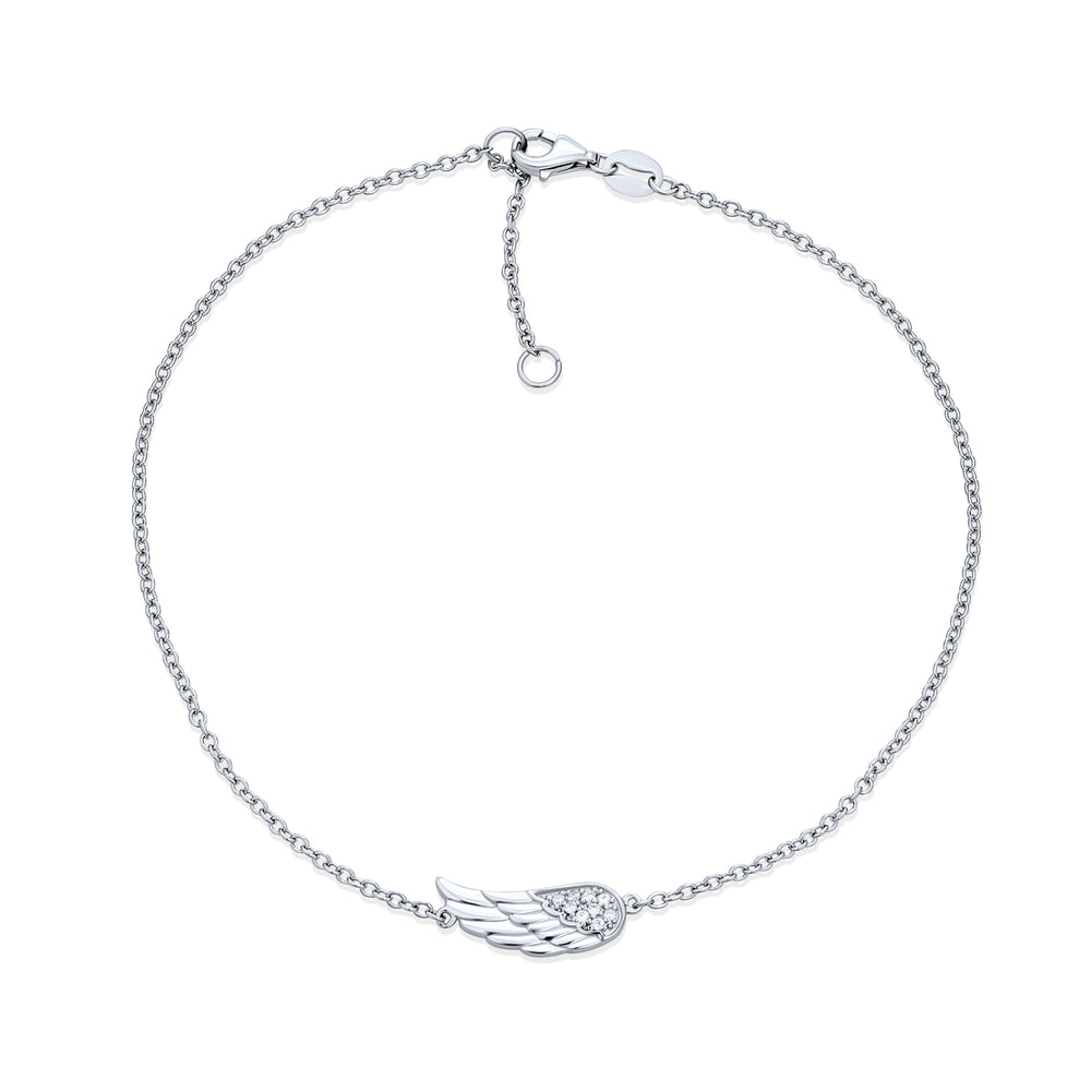 NINGAN December Birthstone Charm - Angel Wings Heart Pendant, 925 Sterling Silver With Blue CZ, For Bracelets & Necklaces - View #2