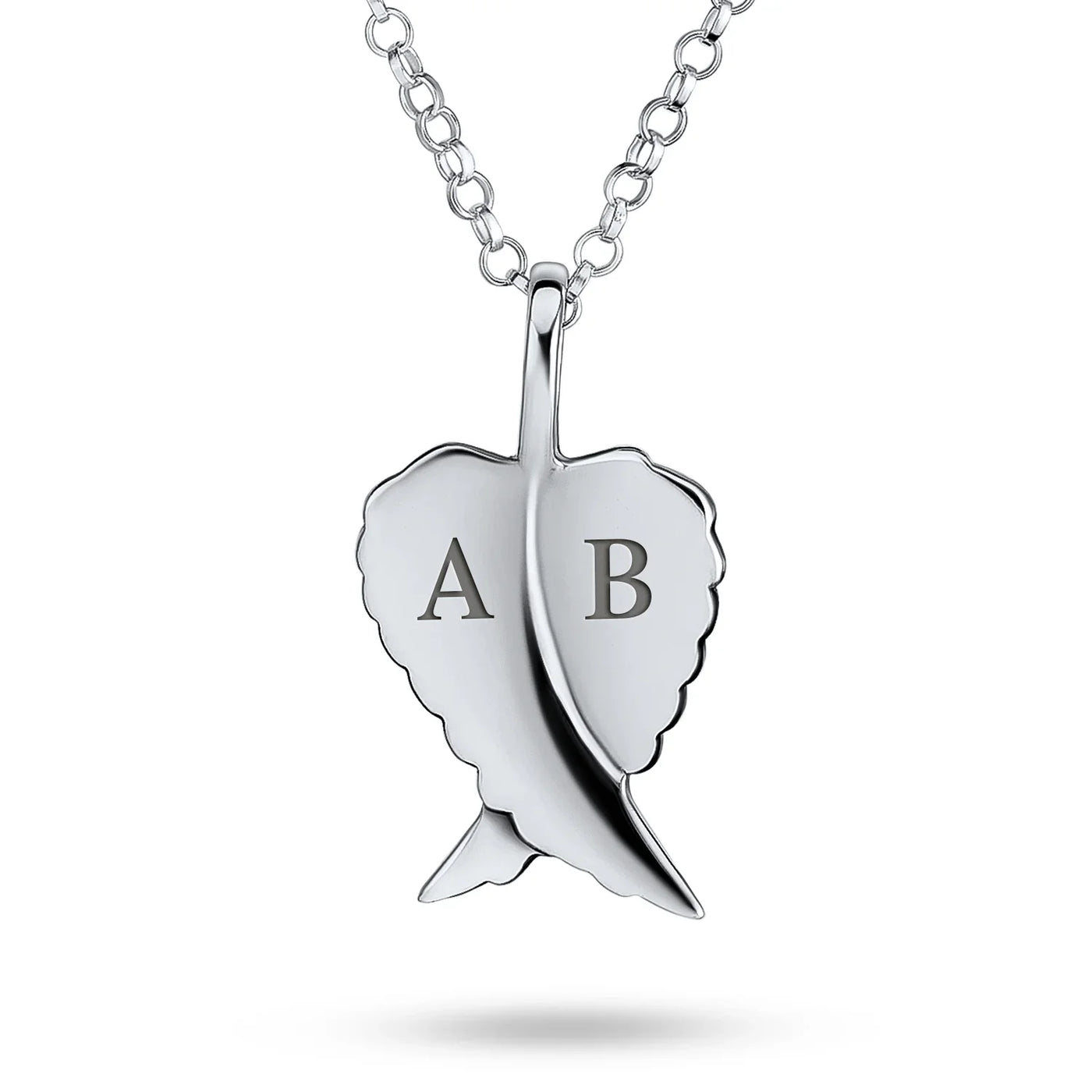 Amulet Feathered Heart Angel Wing Pendant Necklace in Antiqued Sterling Silver - Bling Jewelry