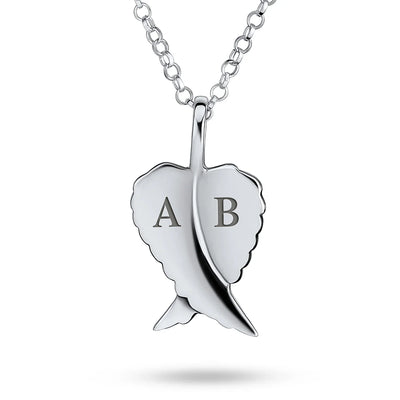 Amulet Feathered Heart Angel Wing Pendant Necklace in Antiqued Sterling Silver - Bling Jewelry