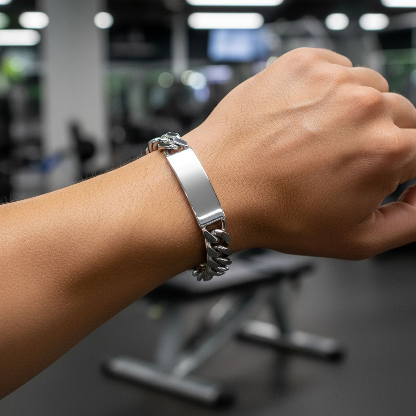 Set of 2 Cuban Link Chain ID Bracelet for Men Stainless Steel 8.5 Inch