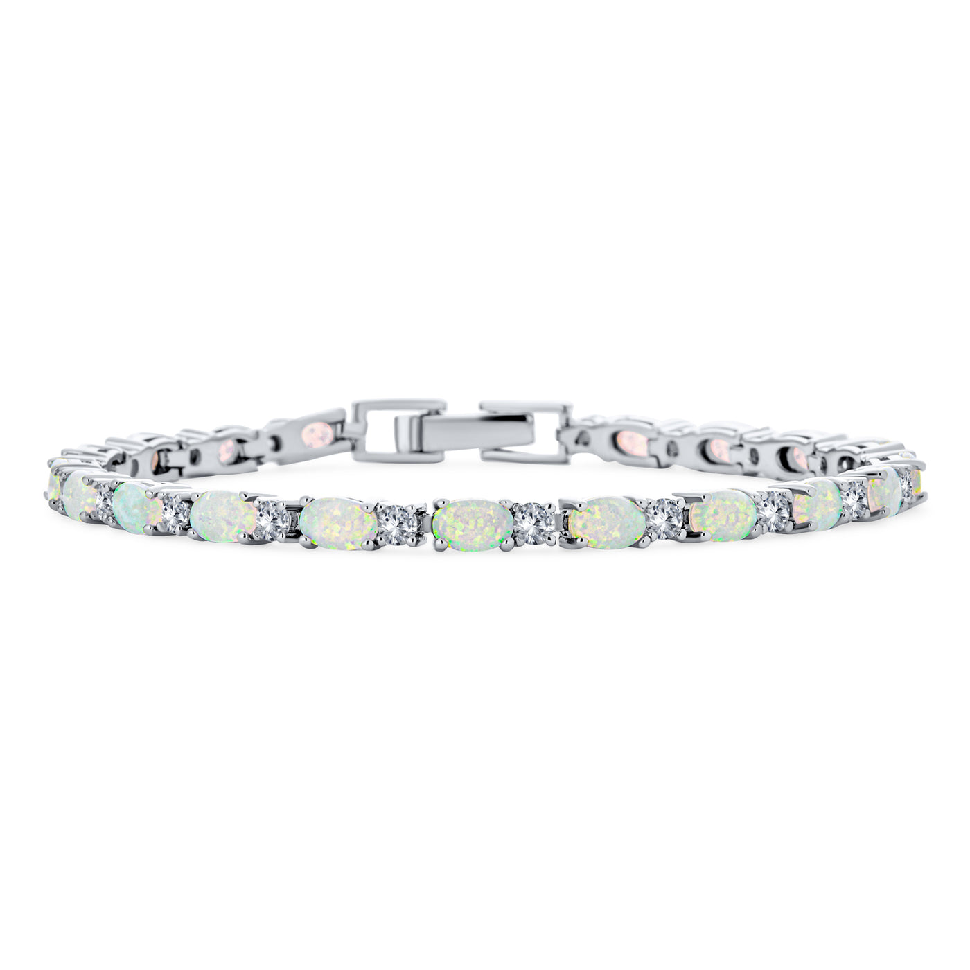 BRACCIALE TENNIS ALTERNATO CON PERLE Colore Bianco/Cristal BRACCIALE TENNIS ALTERNATO CON PERLE Colore Bianco/Cristal