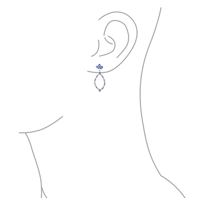 Large Open Leaf Purple Tanzanite White Topaz Chandelier Earrings Sterling Silver