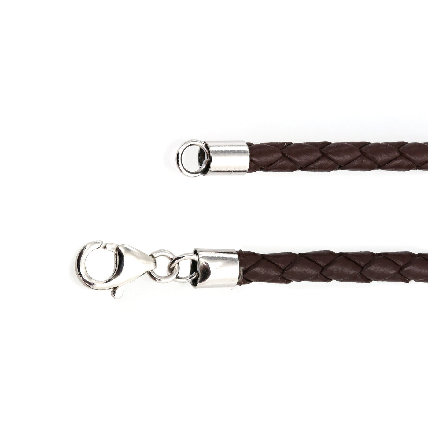 Set of 2 Black Brown Genuine Leather Braided Cord Necklace - Bling Jewelry