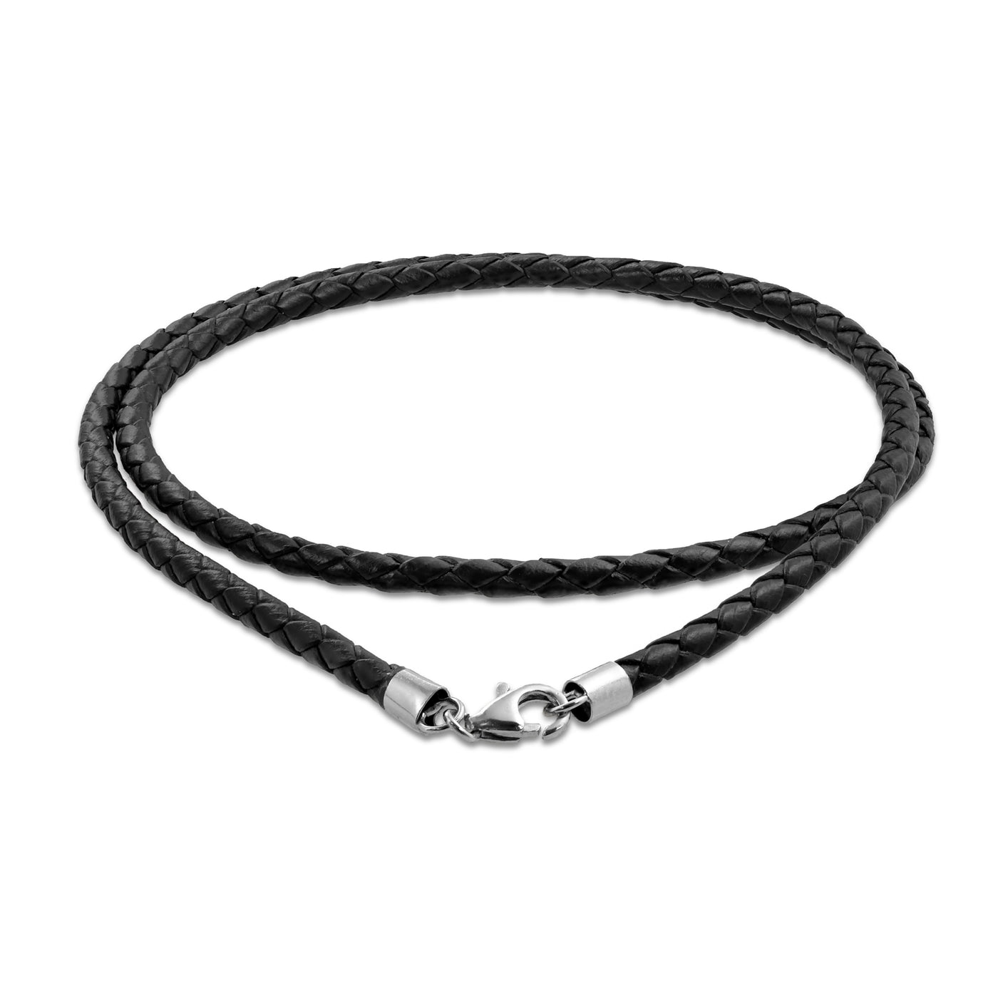 Set of 2 Black Brown Genuine Leather Braided Cord Necklace - Bling Jewelry