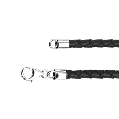 Set of 2 Black Brown Genuine Leather Braided Cord Necklace - Bling Jewelry