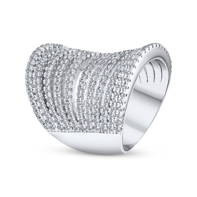 Cocktail Fashion CZ Full Finger Armor Multi Band Ring Sterling Silver