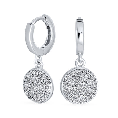 Set of 2 CZ Pave Circle & XO Crisscross Huggie Hoop Earrings Sterling Silver