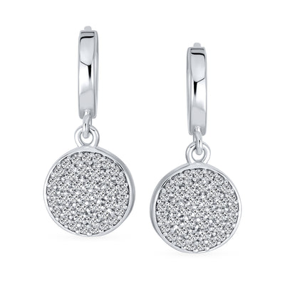 Set of 2 CZ Pave Circle & XO Crisscross Huggie Hoop Earrings Sterling Silver