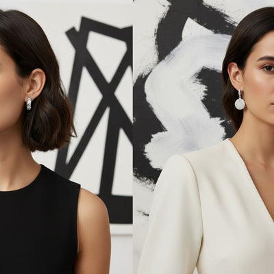 Set of 2 CZ Pave Circle & XO Crisscross Huggie Hoop Earrings Sterling Silver