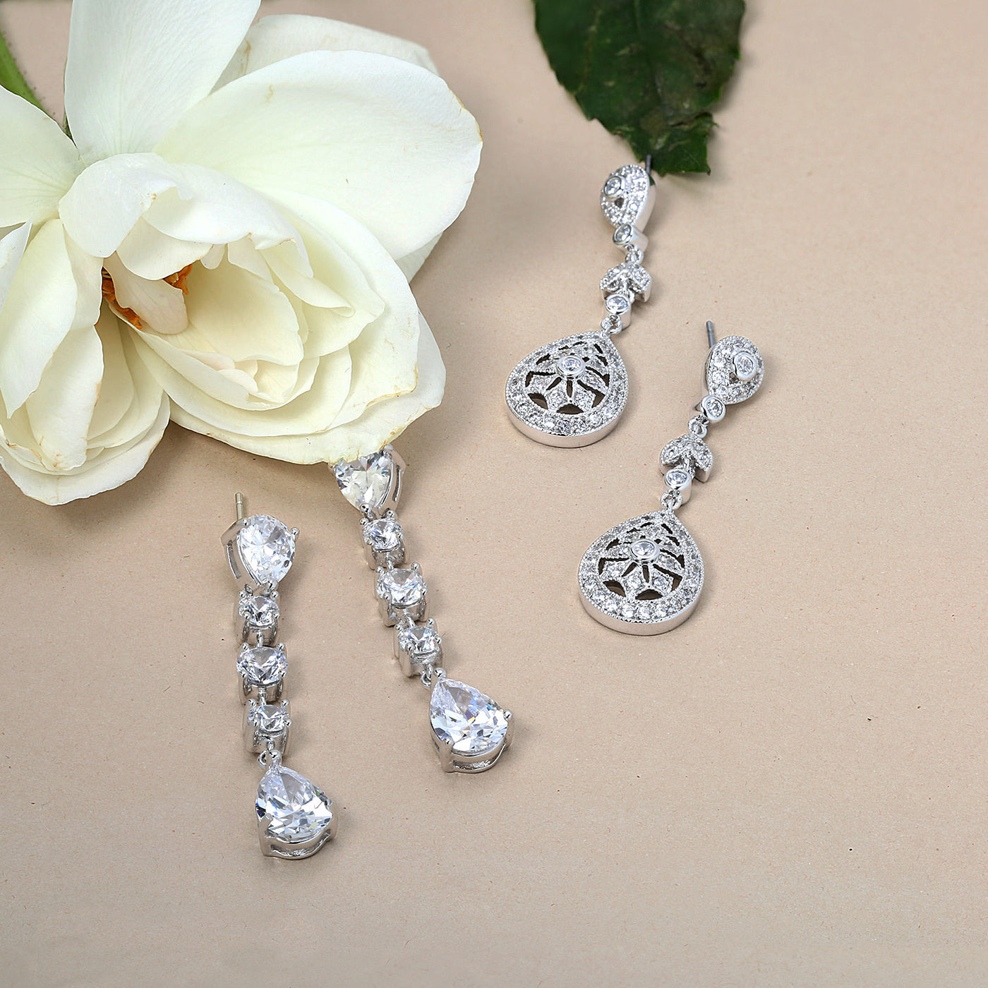Linear Mix- Wedding Prom Dangle Chandelier Earrings Sterling Silver