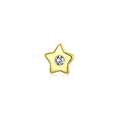 Celestial USA Patriotic Star CZ 1 Piece Earring 14K Gold Screwback