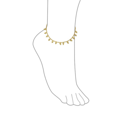 Multi Dangle Bead Charm Anklet Ankle Bracelet Gold Plated 9.5 Inch