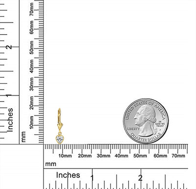 Petite 14K Gold CZ Heart Dangle Chandelier Earrings with Secure Lever Back