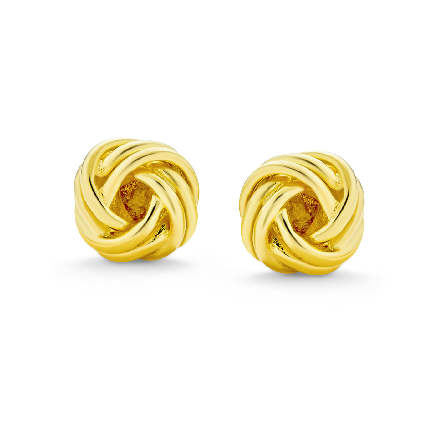Set of 2 Love Knot Braided Edge & Twisted Rope Stud Earrings Gold Plated Silver