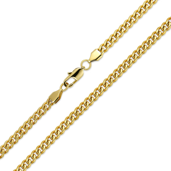 8mm Gold Tone Stainless Steel Byzantine Box Chain Necklace - Length 16 To 40 Inches, Lobster Clasp