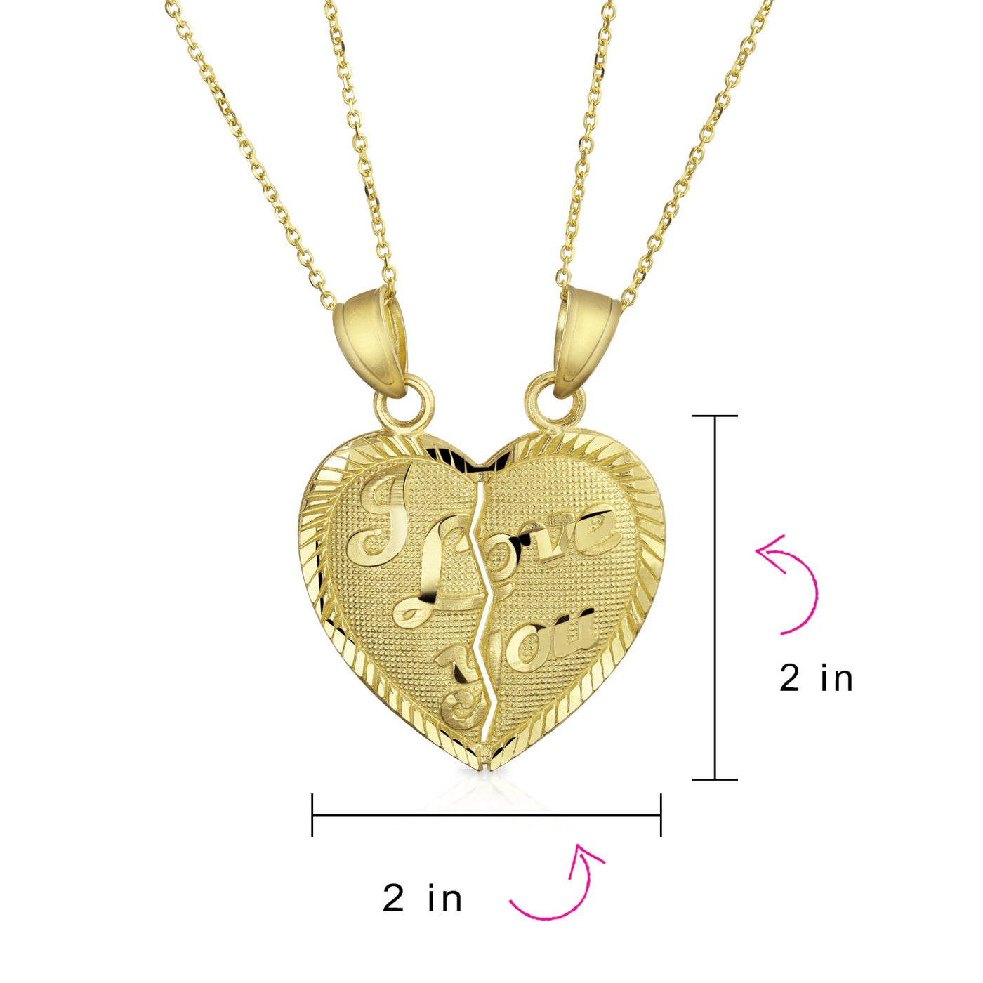 14K Yellow Gold I Love You Piece of My Heart Puzzle Pendant